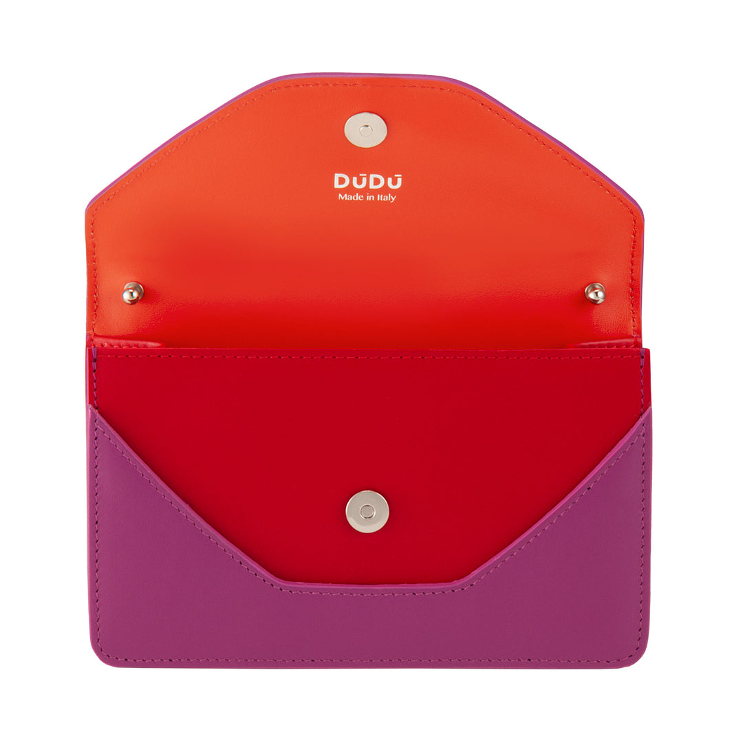 DUDU Small Chain Shoulder Bag for Women Made in Italy in Genuine Leather, Convertible to a Pouch, Mini Envelope Bag