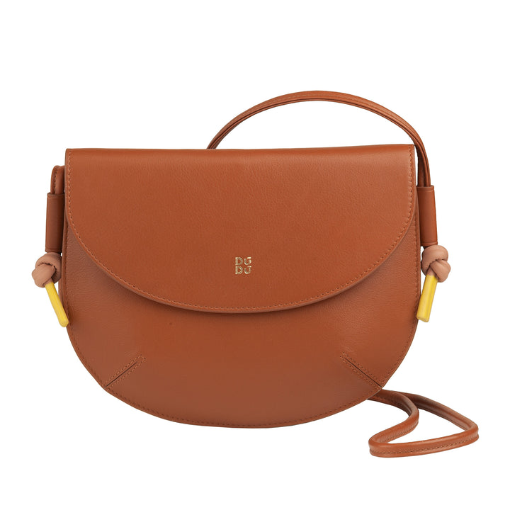 DUDU Damen Umhängetasche mit Klappe aus echtem Leder, kleine Umhängetasche mit magnetischer Knopfklappe, Handtasche