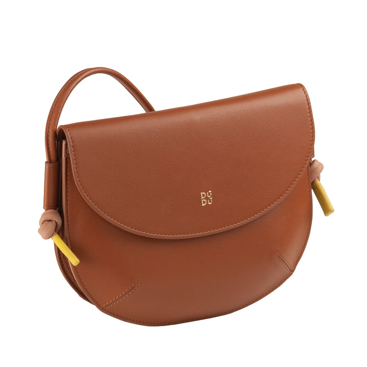 DUDU Damen Umhängetasche mit Klappe aus echtem Leder, kleine Umhängetasche mit magnetischer Knopfklappe, Handtasche