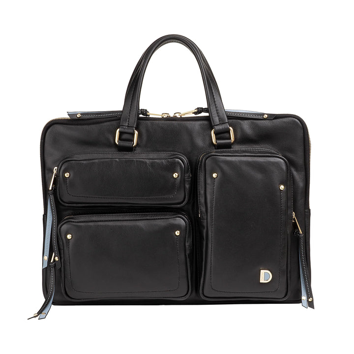 DUDU Elegante Damen-Laptoptasche aus Leder mit Schultergurt – Arbeits-Laptop-Aktentasche mit Organizer-Taschen, geräumig und professionell, Computer- und Dokumentenhalter