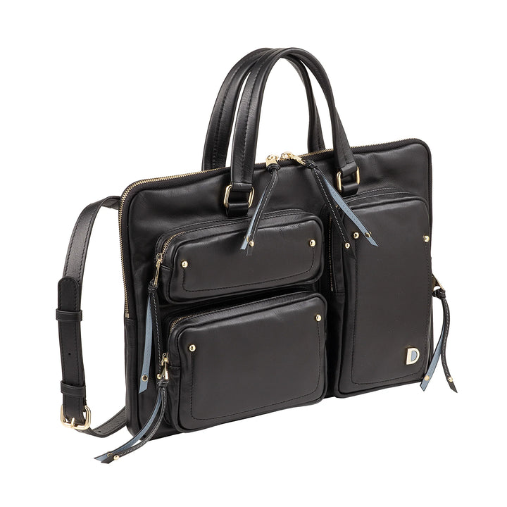 DUDU Elegante Damen-Laptoptasche aus Leder mit Schultergurt – Arbeits-Laptop-Aktentasche mit Organizer-Taschen, geräumig und professionell, Computer- und Dokumentenhalter