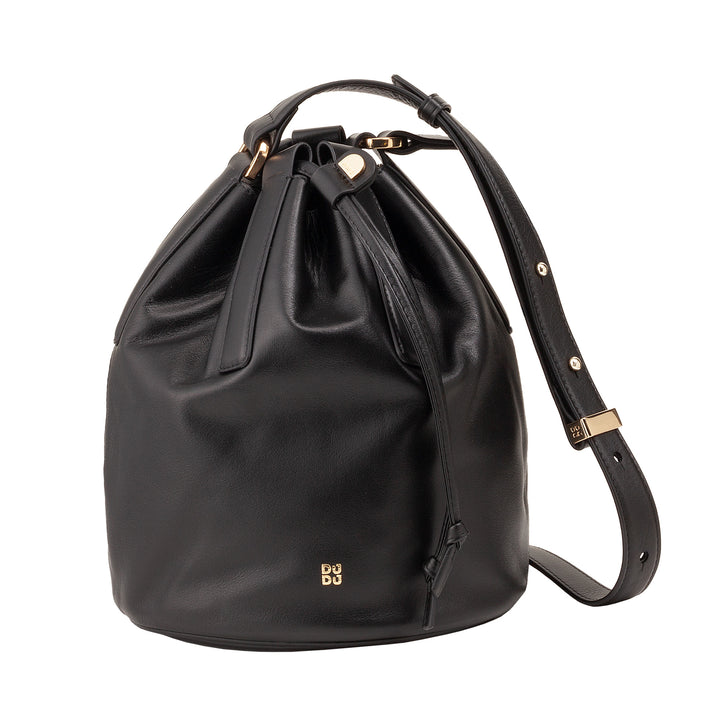 DUDU Große Damen-Eimertasche aus Leder mit verstellbarem Schultergurt und Kordelzugverschluss – elegante, geräumige und praktische Tasche für den täglichen Gebrauch und besondere Anlässe