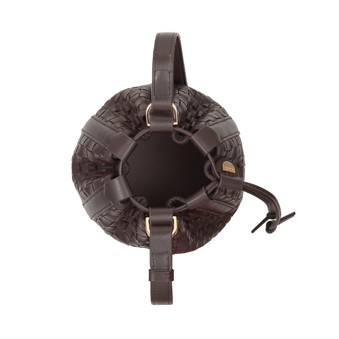 DUDU geweven leren emmertas - kleine dameshandtas met verstelbare schouderriem, trekkoord en interne clutch, elegant en vakmanschap