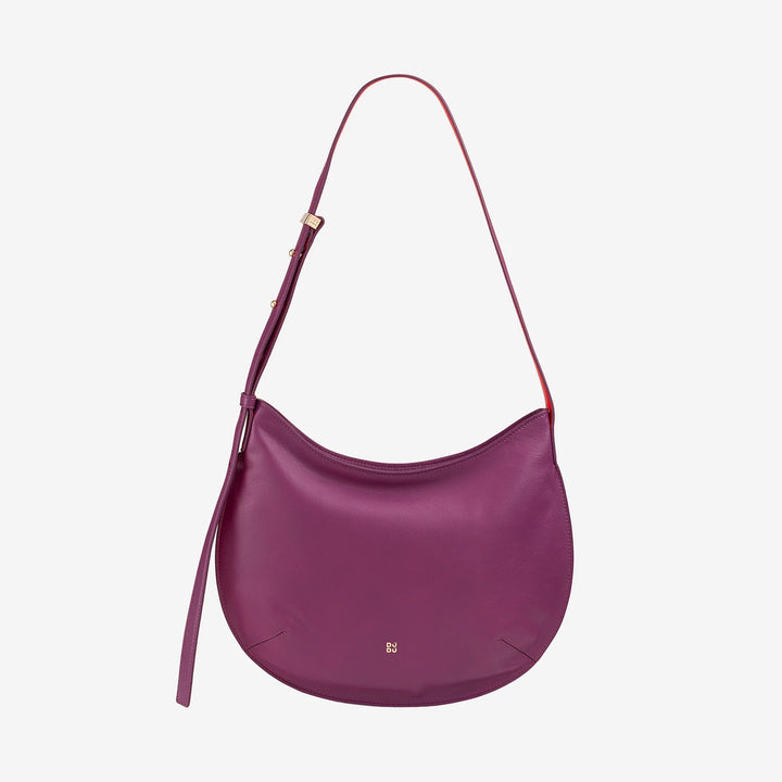 DUDU Mittelgroße weiche Umhängetasche für Damen aus echtem Leder, Hobo-Tasche mit verstellbarem Schultergurt, Umhängetasche mit Reißverschluss