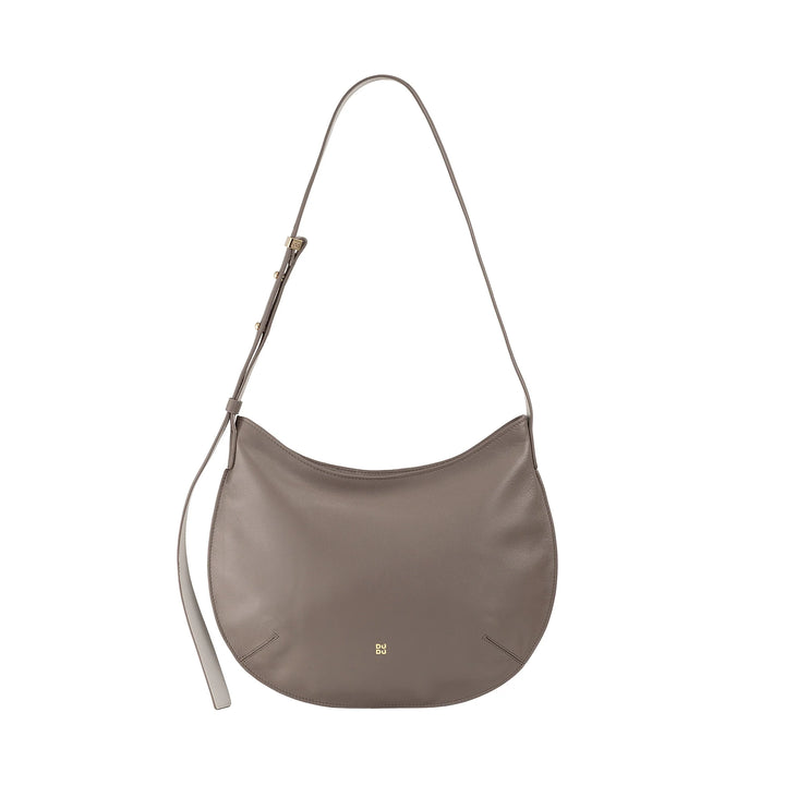 DUDU Mittelgroße weiche Umhängetasche für Damen aus echtem Leder, Hobo-Tasche mit verstellbarem Schultergurt, Umhängetasche mit Reißverschluss
