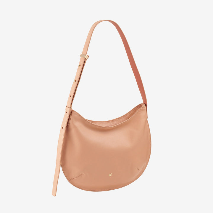 DUDU Mittelgroße weiche Umhängetasche für Damen aus echtem Leder, Hobo-Tasche mit verstellbarem Schultergurt, Umhängetasche mit Reißverschluss