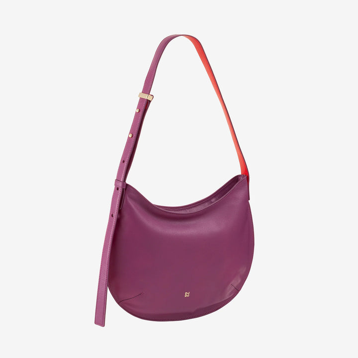 DUDU Mittelgroße weiche Umhängetasche für Damen aus echtem Leder, Hobo-Tasche mit verstellbarem Schultergurt, Umhängetasche mit Reißverschluss