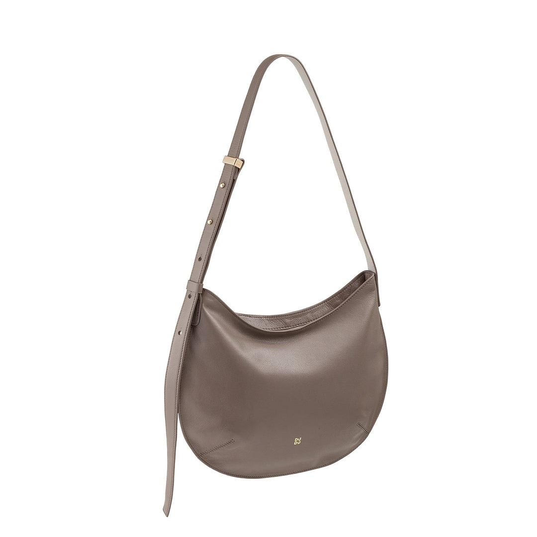DUDU Mittelgroße weiche Umhängetasche für Damen aus echtem Leder, Hobo-Tasche mit verstellbarem Schultergurt, Umhängetasche mit Reißverschluss