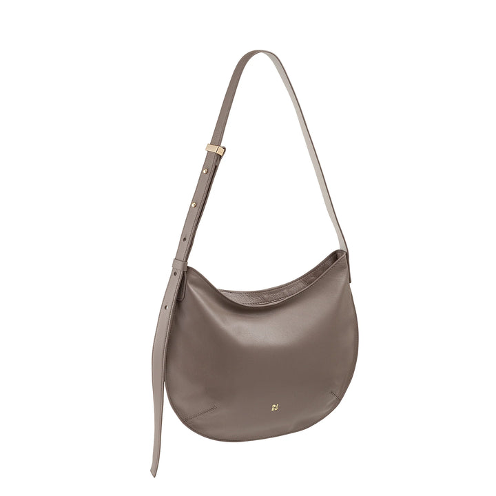DUDU Mittelgroße weiche Umhängetasche für Damen aus echtem Leder, Hobo-Tasche mit verstellbarem Schultergurt, Umhängetasche mit Reißverschluss