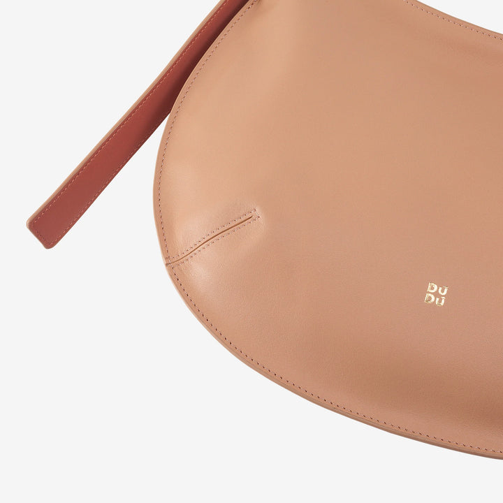 DUDU Mittelgroße weiche Umhängetasche für Damen aus echtem Leder, Hobo-Tasche mit verstellbarem Schultergurt, Umhängetasche mit Reißverschluss