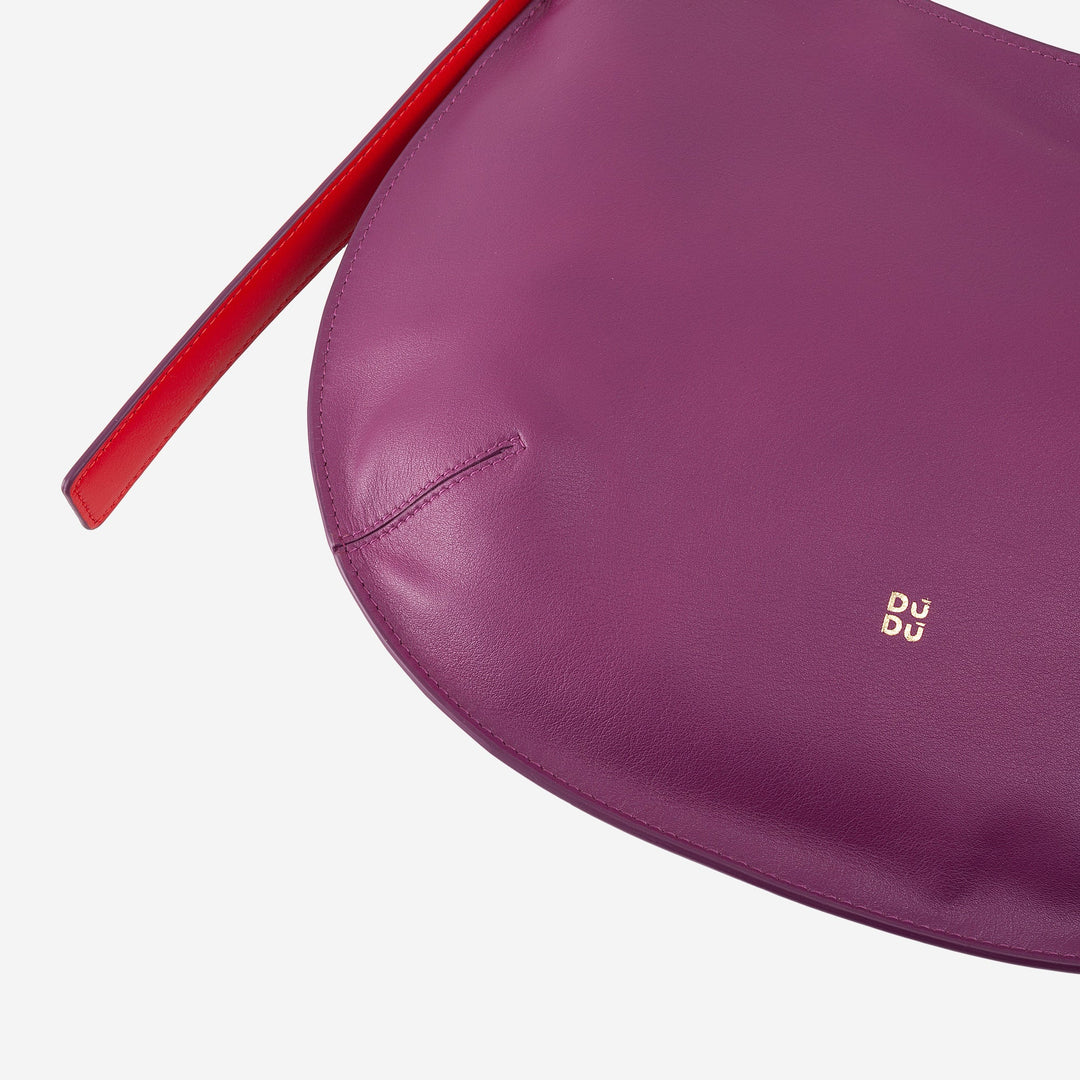 DUDU Mittelgroße weiche Umhängetasche für Damen aus echtem Leder, Hobo-Tasche mit verstellbarem Schultergurt, Umhängetasche mit Reißverschluss