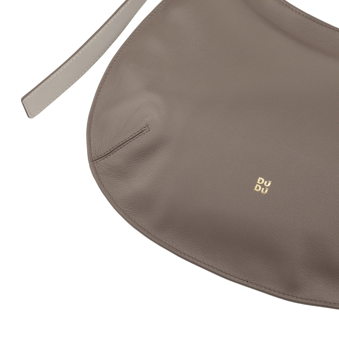DUDU Mittelgroße weiche Umhängetasche für Damen aus echtem Leder, Hobo-Tasche mit verstellbarem Schultergurt, Umhängetasche mit Reißverschluss