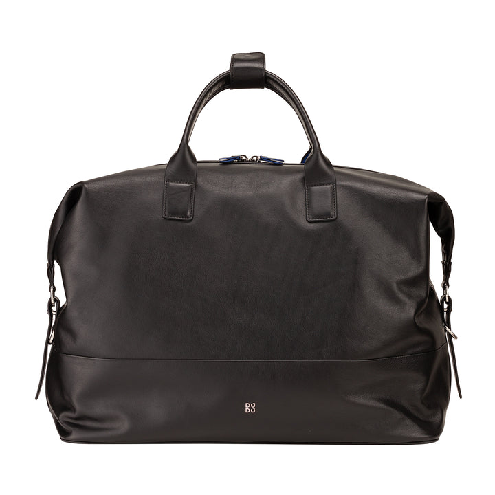 DUDU Herren- und Damen-Reisetasche aus Leder, Wochenendtasche mit zwei Griffen, Handgepäck oder Umhängetasche 28 Liter mit Reißverschluss