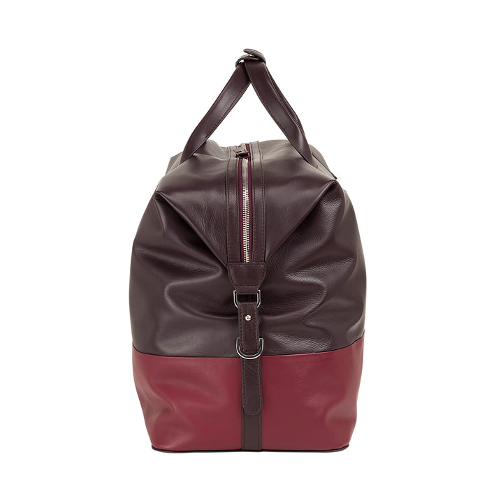 DUDU Herren- und Damen-Reisetasche aus Leder, Wochenendtasche mit zwei Griffen, Handgepäck oder Umhängetasche 28 Liter mit Reißverschluss