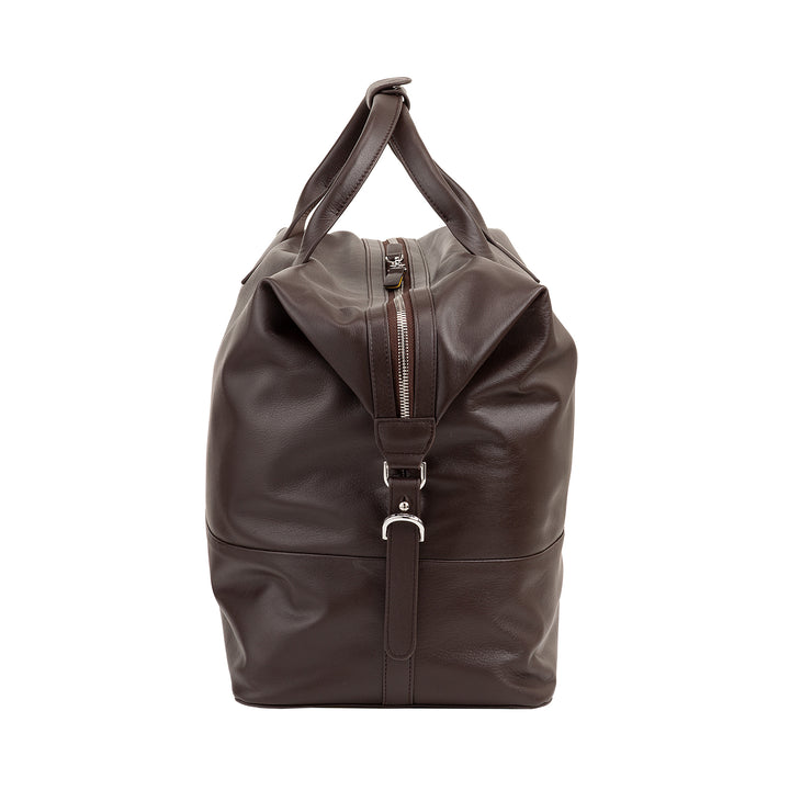 DUDU Herren- und Damen-Reisetasche aus Leder, Wochenendtasche mit zwei Griffen, Handgepäck oder Umhängetasche 28 Liter mit Reißverschluss