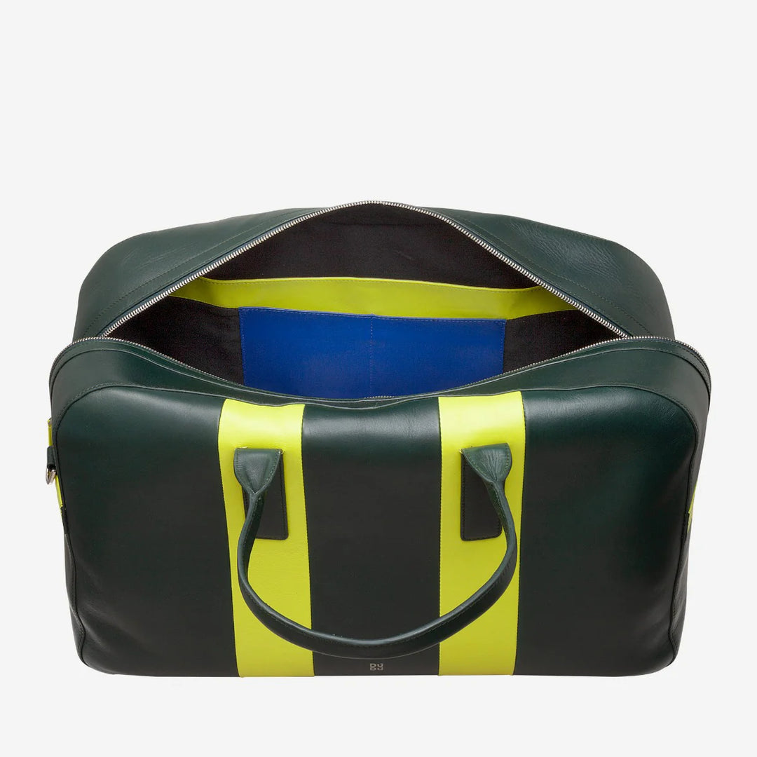 DUDU lederen reisschoudertas, weekendsporttas voor heren dames 32L groot, 49 cm weekendtas