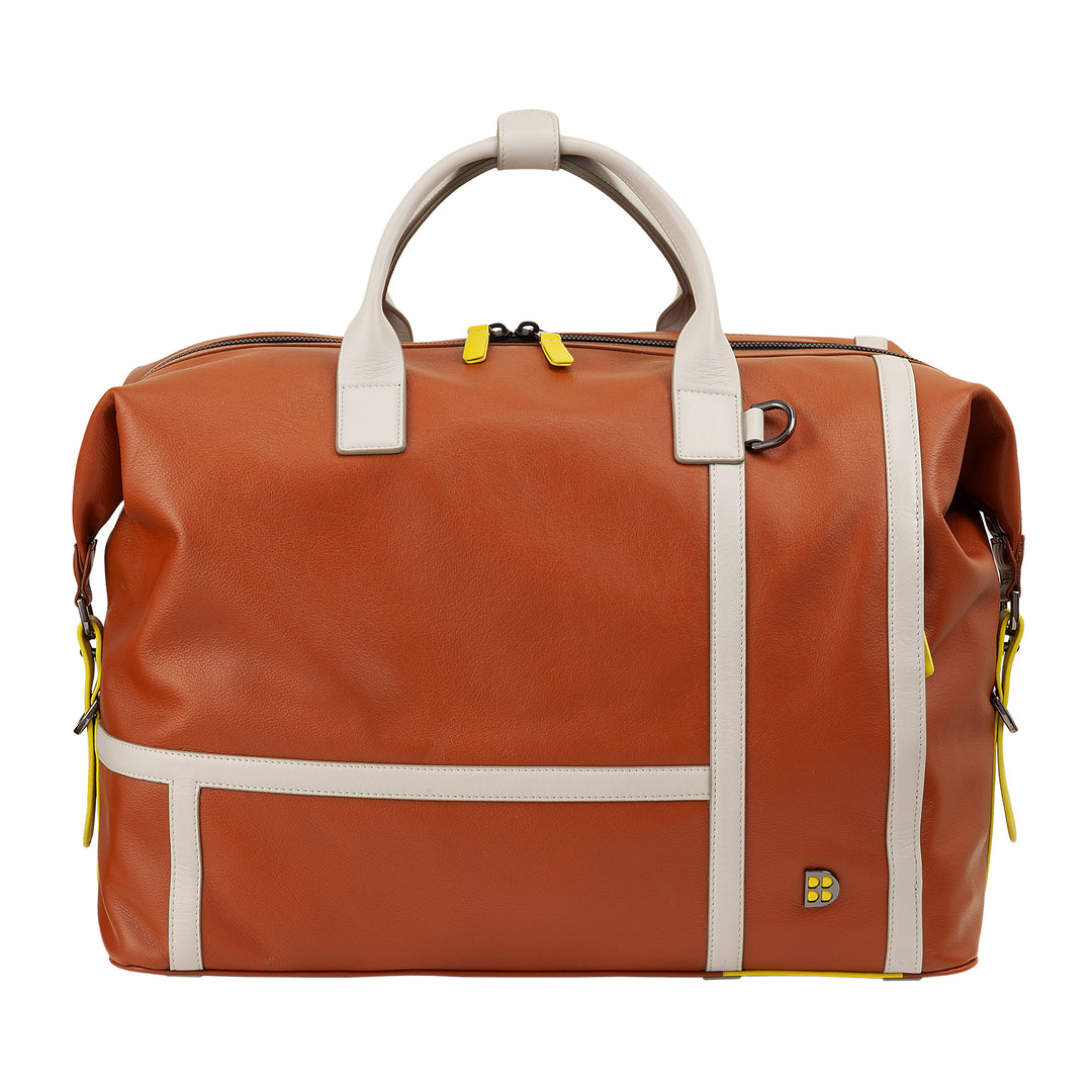 DUDU Leather Tennis Gym Duffel Bag, 28 Litres, Limited Edition, Detachable Shoulder Strap, Zip Closure, Weekender for Travel, Leather Sports Bag