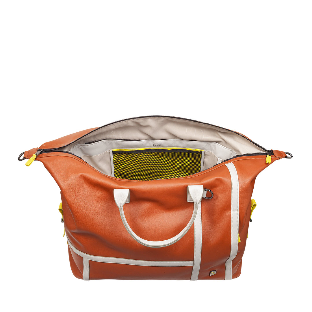 DUDU Leather Tennis Gym Duffel Bag, 28 Litres, Limited Edition, Detachable Shoulder Strap, Zip Closure, Weekender for Travel, Leather Sports Bag
