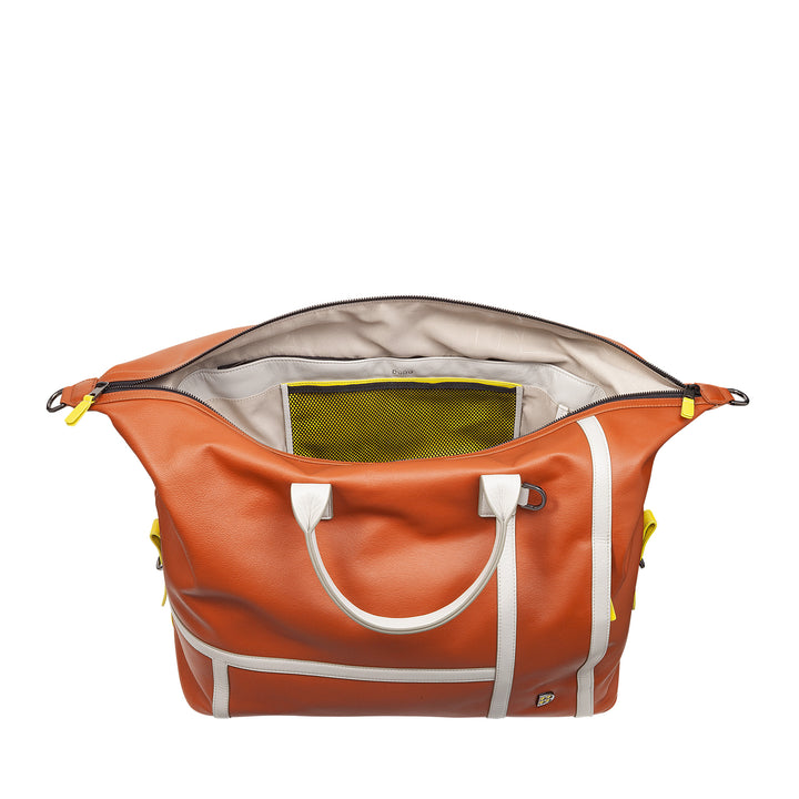 DUDU Leather Tennis Gym Duffel Bag, 28 Litres, Limited Edition, Detachable Shoulder Strap, Zip Closure, Weekender for Travel, Leather Sports Bag
