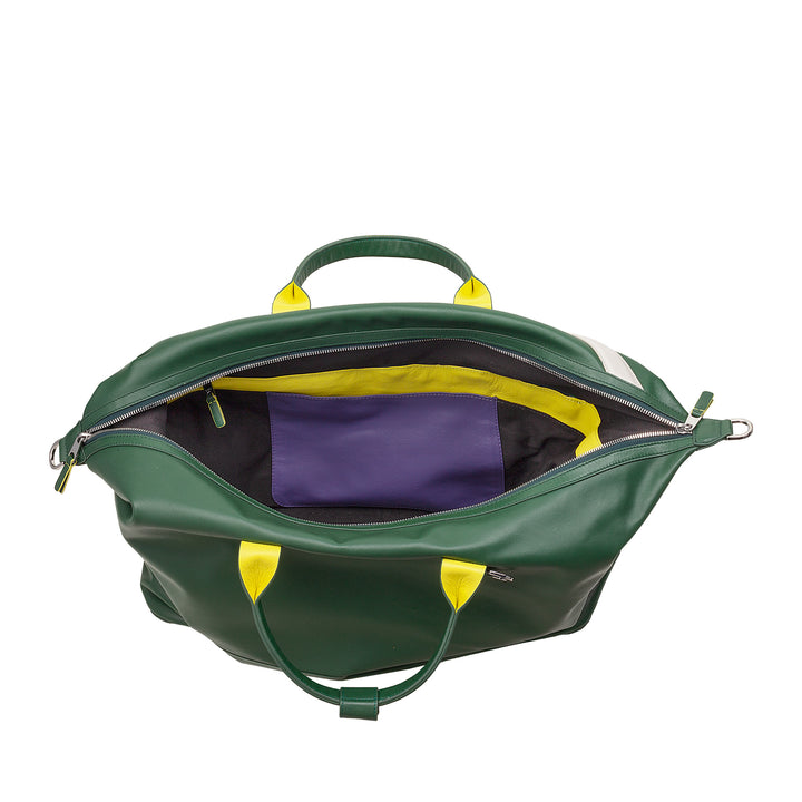 DUDU Leather Tennis Gym Duffel Bag, 28 Litres, Limited Edition, Detachable Shoulder Strap, Zip Closure, Weekender for Travel, Leather Sports Bag