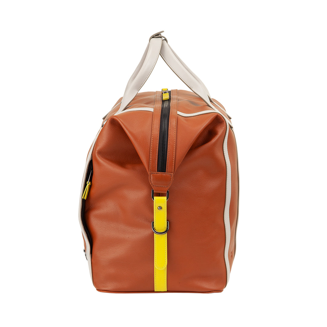DUDU Leather Tennis Gym Duffel Bag, 28 Litres, Limited Edition, Detachable Shoulder Strap, Zip Closure, Weekender for Travel, Leather Sports Bag