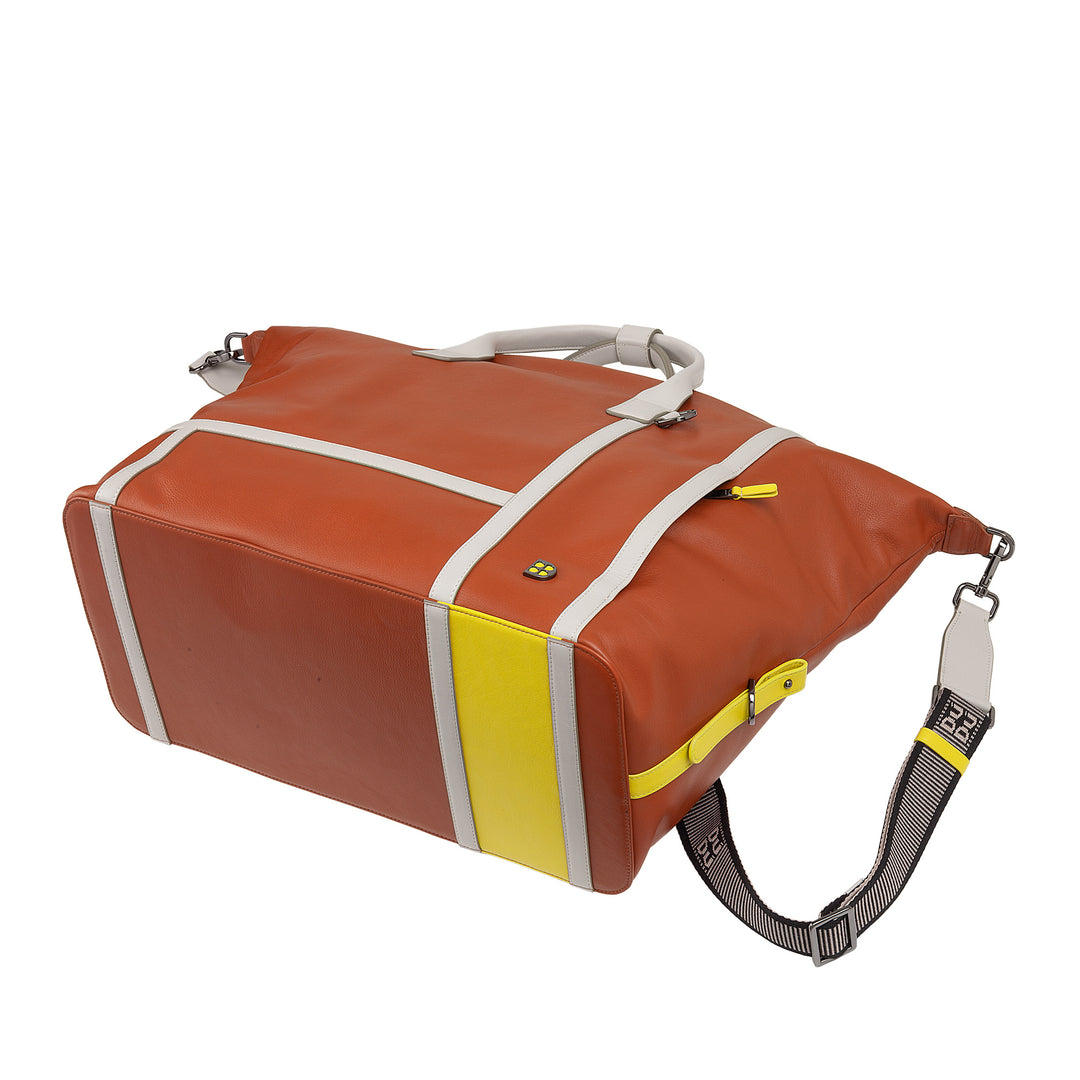DUDU Leather Tennis Gym Duffel Bag, 28 Litres, Limited Edition, Detachable Shoulder Strap, Zip Closure, Weekender for Travel, Leather Sports Bag