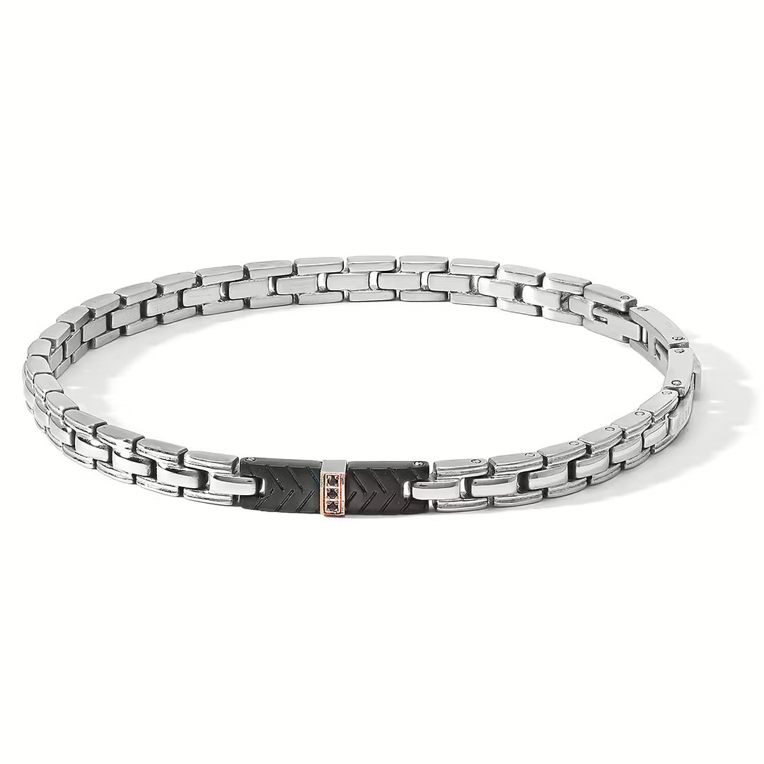 Comete armband wordt geconfronteerd met stalen PVD -afwerkingen Rosa en Black Zirconi UBR 1184