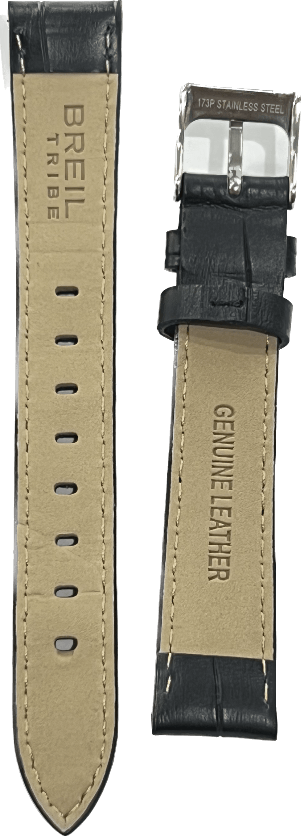 Breil black croco print leather strap 16mm XXEW0237 - Capodagli 1937