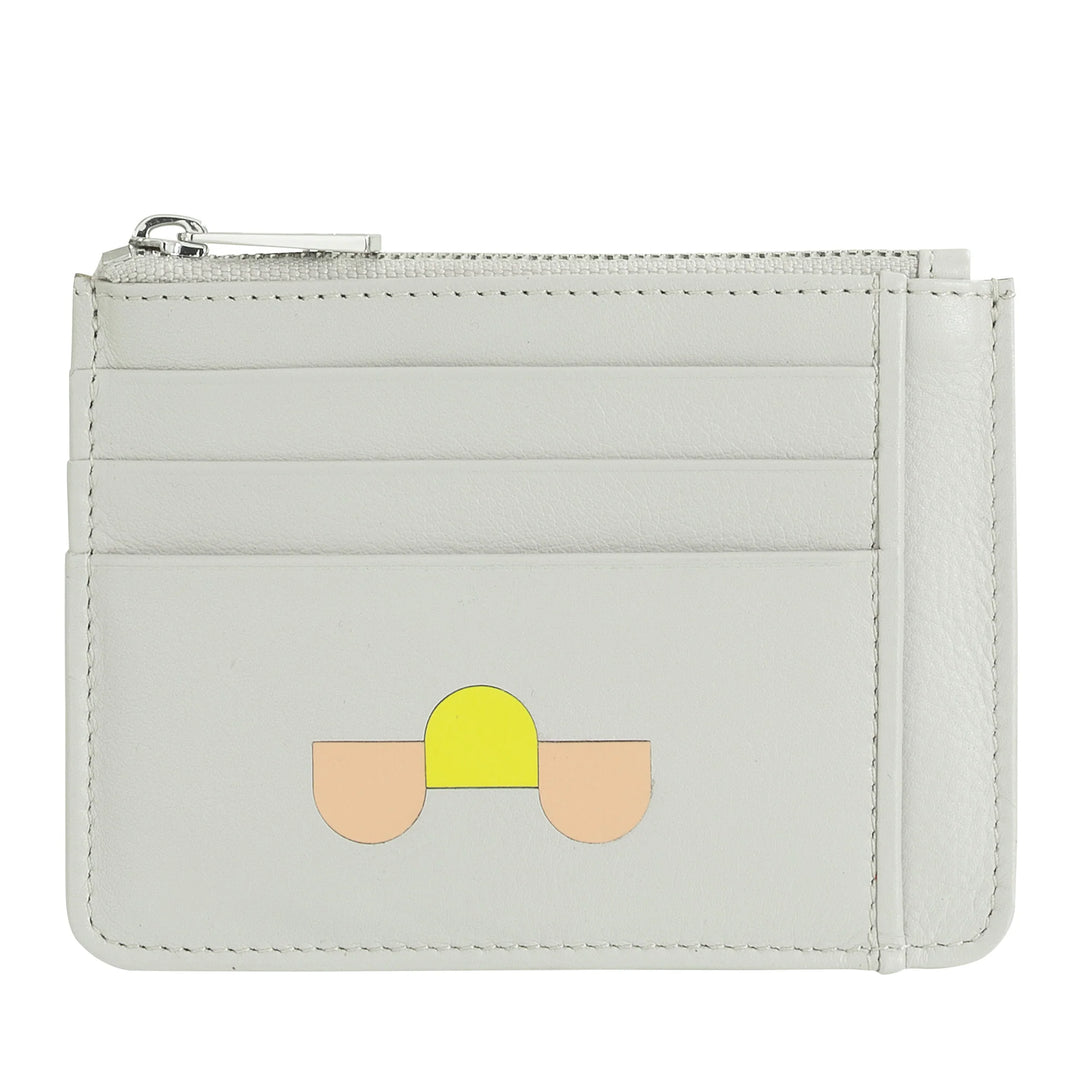 DUDU Credit card holder in genuine colored leather wallet with zip