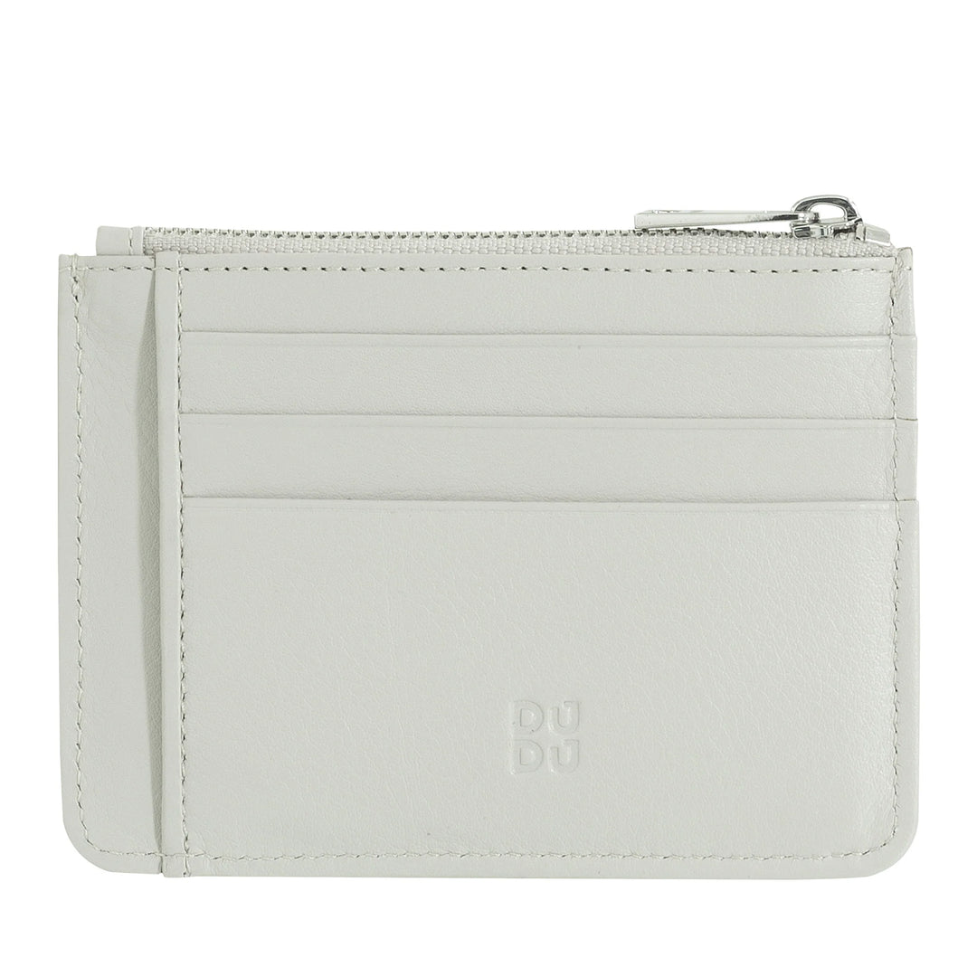 DUDU Credit card holder in genuine colored leather wallet with zip
