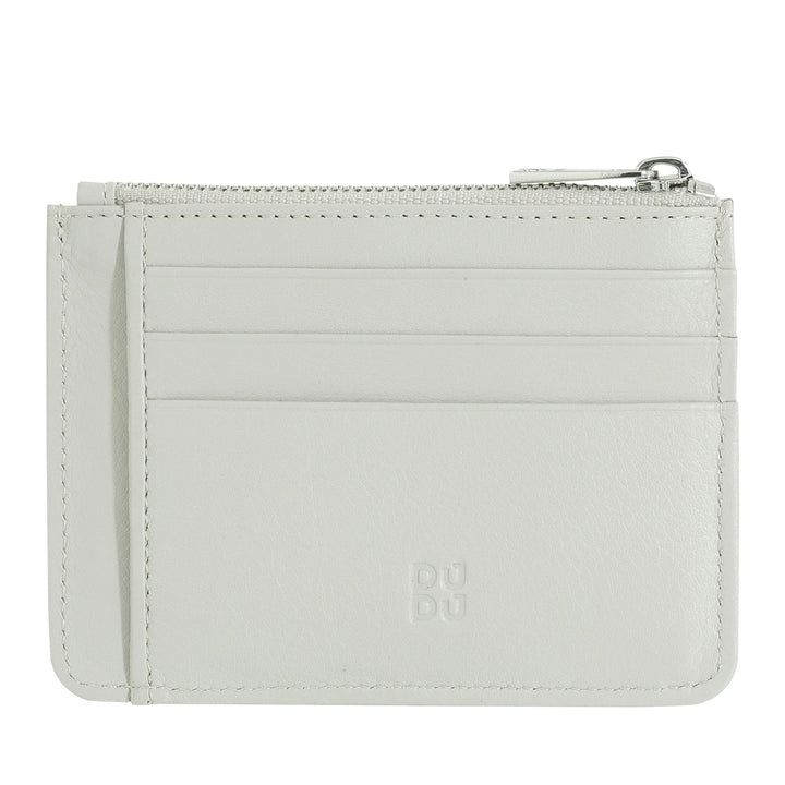 DUDU Credit card holder in genuine colored leather wallet with zip