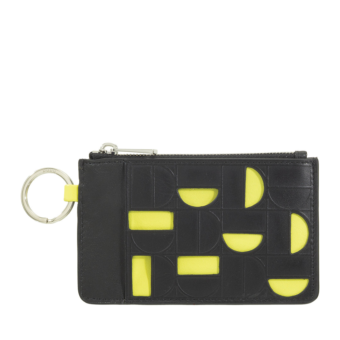 DUDU Leren sleuteletui met ritssluiting - Compact etui met sleutelhangers, ritssluiting en vakken voor sleutels, munten en kaarten