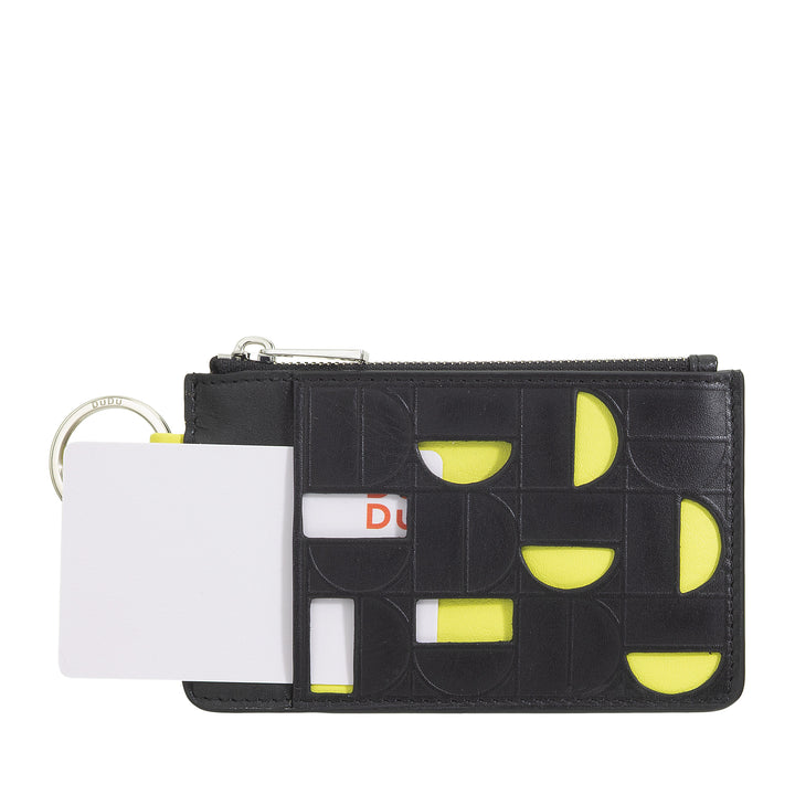 DUDU Leren sleuteletui met ritssluiting - Compact etui met sleutelhangers, ritssluiting en vakken voor sleutels, munten en kaarten