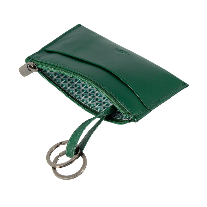 Nuvola Pelle sleutelhanger en portemonnee in echt nappaleer etui met ritssluiting en 2 ringen voor sleutels