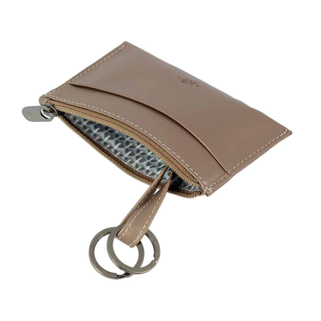 Nuvola Pelle sleutelhanger en portemonnee in echt nappaleer etui met ritssluiting en 2 ringen voor sleutels