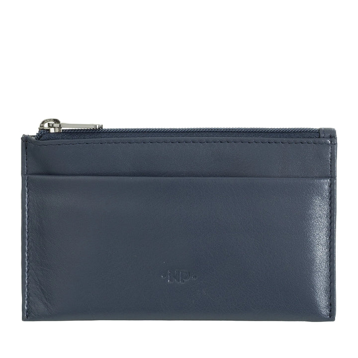 Nuvola Pelle sleutelhanger en portemonnee in echt nappaleer etui met ritssluiting en 2 ringen voor sleutels