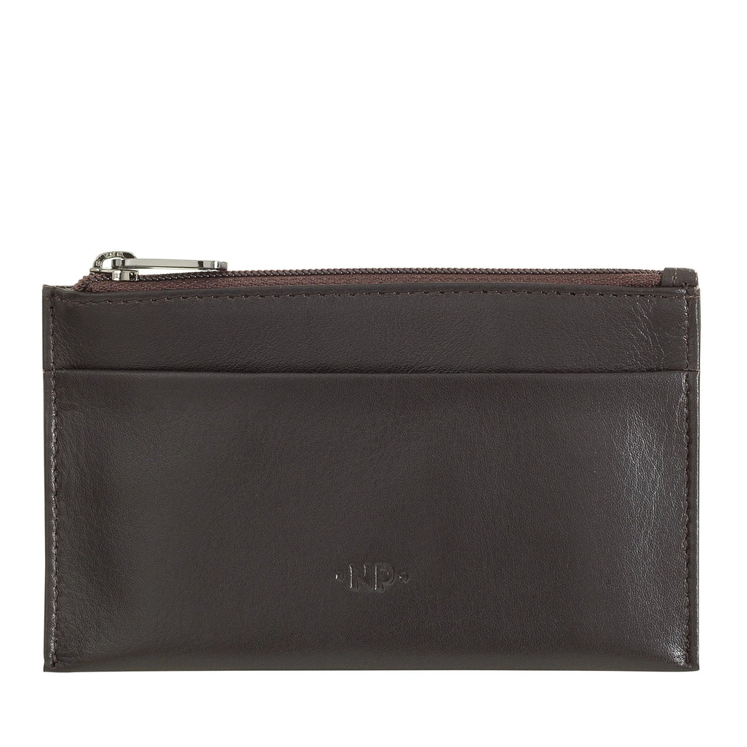 Nuvola Pelle sleutelhanger en portemonnee in echt nappaleer etui met ritssluiting en 2 ringen voor sleutels