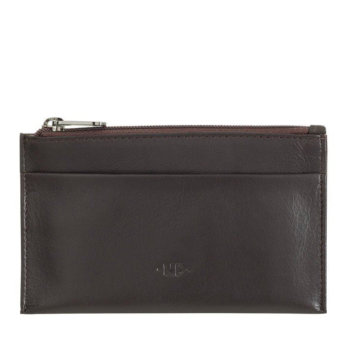 Nuvola Pelle sleutelhanger en portemonnee in echt nappaleer etui met ritssluiting en 2 ringen voor sleutels
