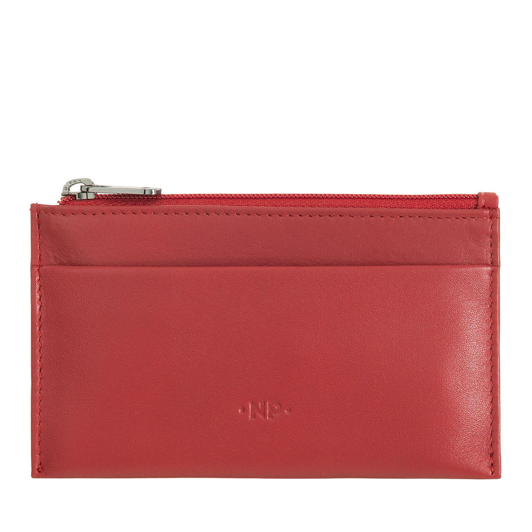 Nuvola Pelle sleutelhanger en portemonnee in echt nappaleer etui met ritssluiting en 2 ringen voor sleutels