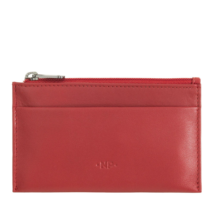 Nuvola Pelle sleutelhanger en portemonnee in echt nappaleer etui met ritssluiting en 2 ringen voor sleutels
