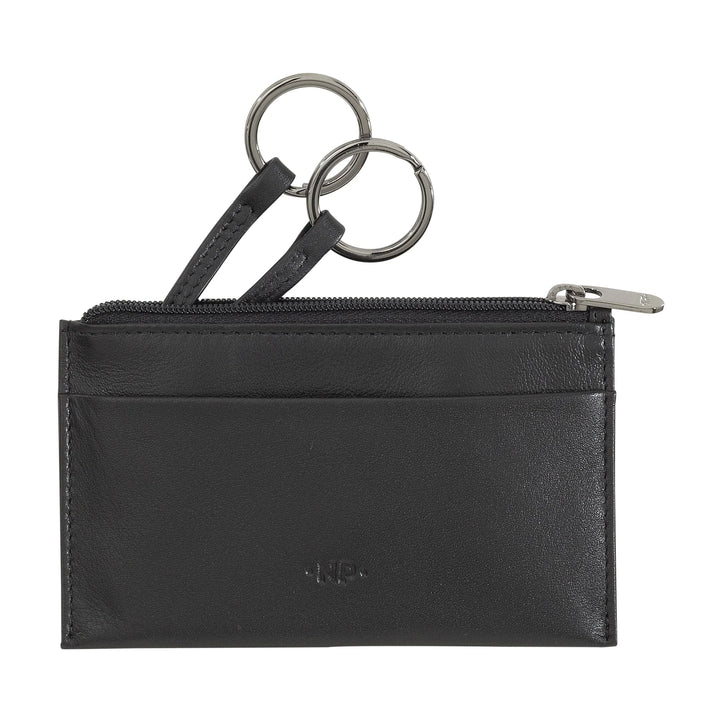 Nuvola Pelle sleutelhanger en portemonnee in echt nappaleer etui met ritssluiting en 2 ringen voor sleutels