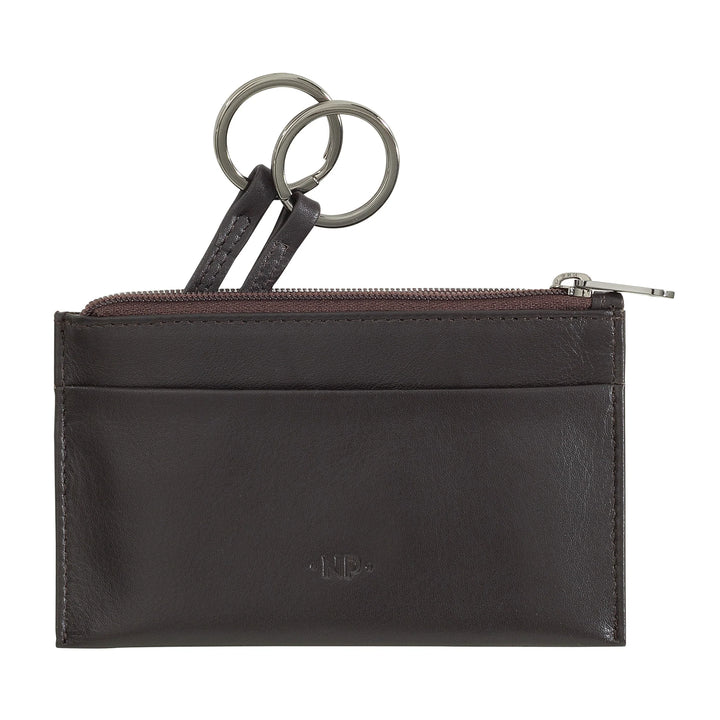 Nuvola Pelle sleutelhanger en portemonnee in echt nappaleer etui met ritssluiting en 2 ringen voor sleutels