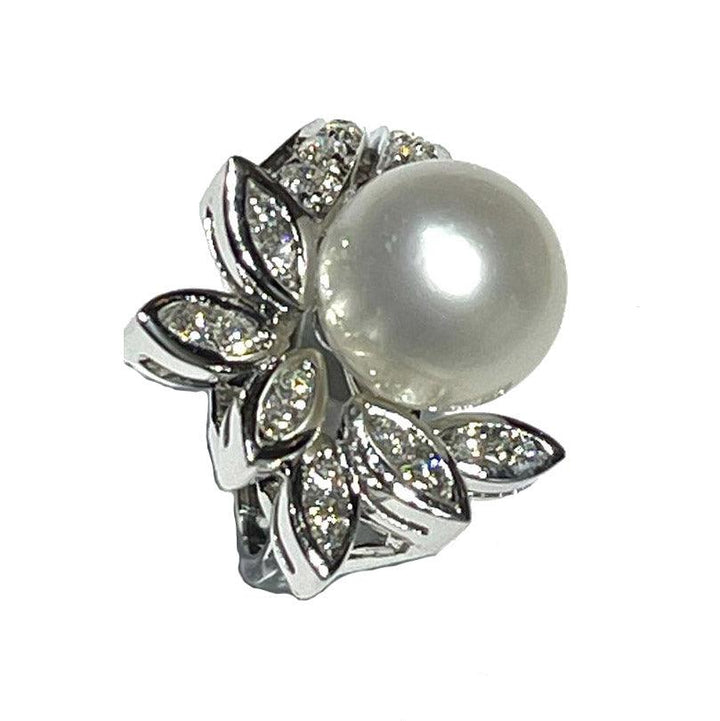 Capodagli anello Fiore Perle oro bianco 18kt diamanti e perle 0038AG - Capodagli 1937