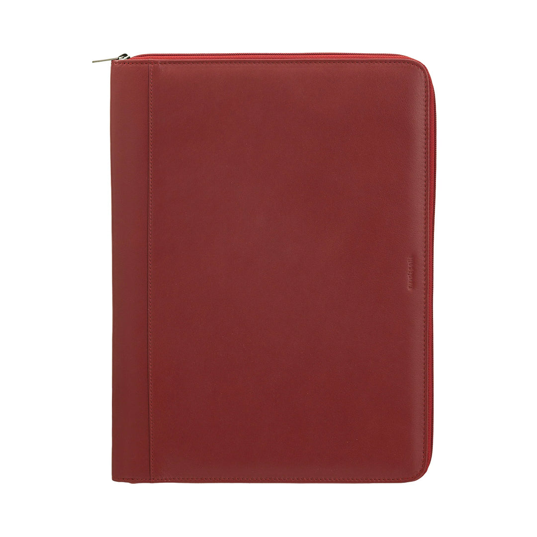 Nuvola Pelle A4 Leather Document Folder, Work Organizer Notepad Holder, Pen Holder, Tablet Holder with Round Zipper