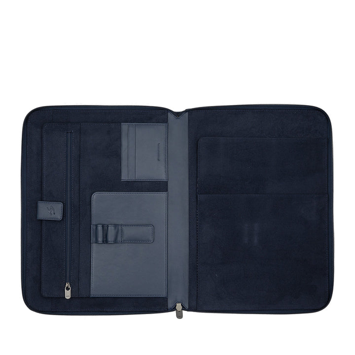 Nuvola Pelle A4 Leather Document Folder, Work Organizer Notepad Holder, Pen Holder, Tablet Holder with Round Zipper