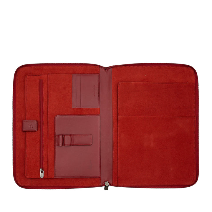 Nuvola Pelle A4 Leather Document Folder, Work Organizer Notepad Holder, Pen Holder, Tablet Holder with Round Zipper