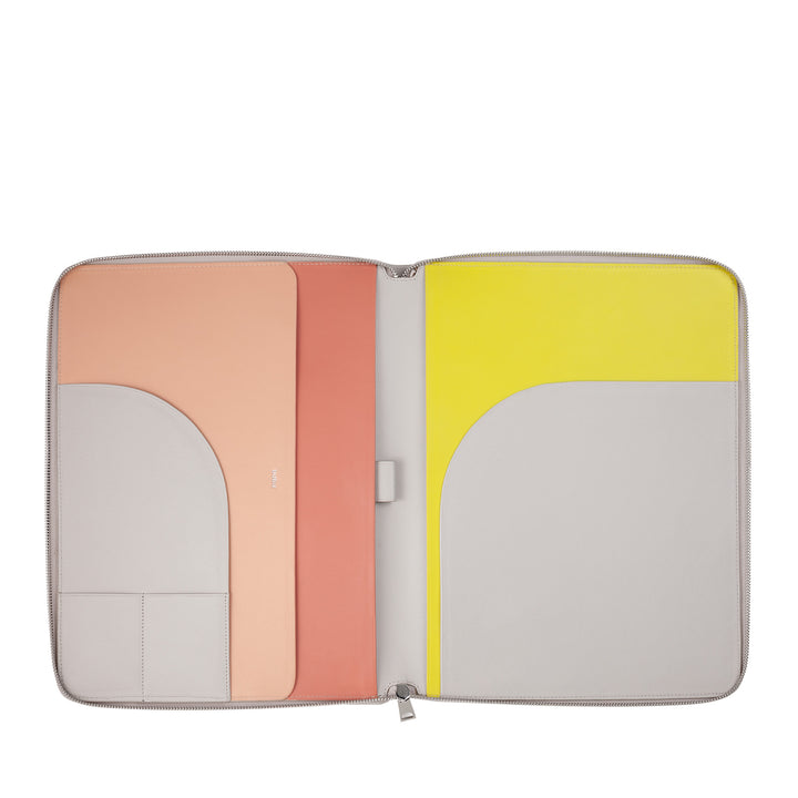 DUDU A4 Leather Document Folder Office Clipboard Multicolored iPad Tablet Folder with Zip