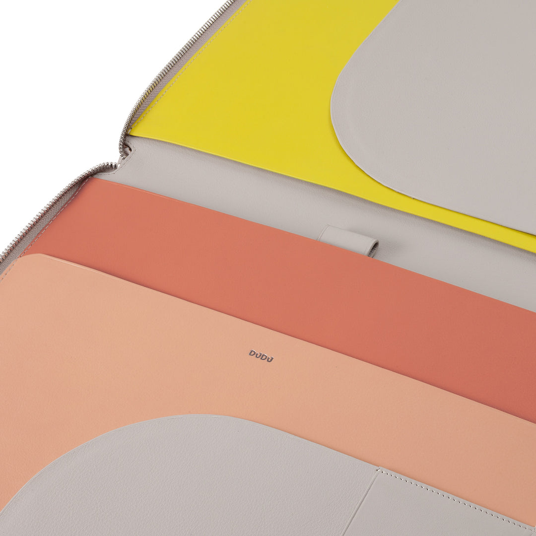 DUDU A4 Leather Document Folder Office Clipboard Multicolored iPad Tablet Folder with Zip