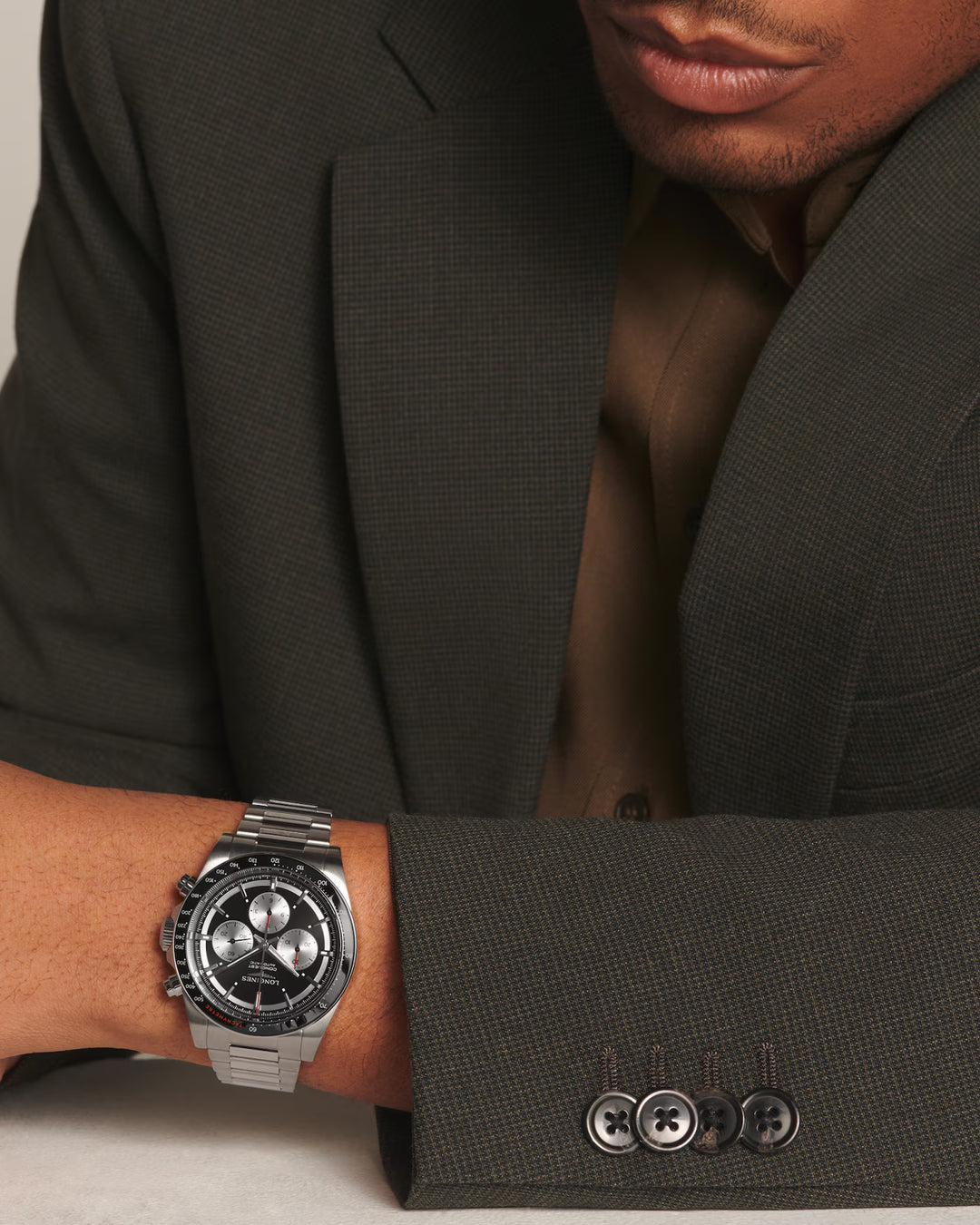 Longines Conquest Chronograph 42mm black automatic steel watch L3.835.4.52.6