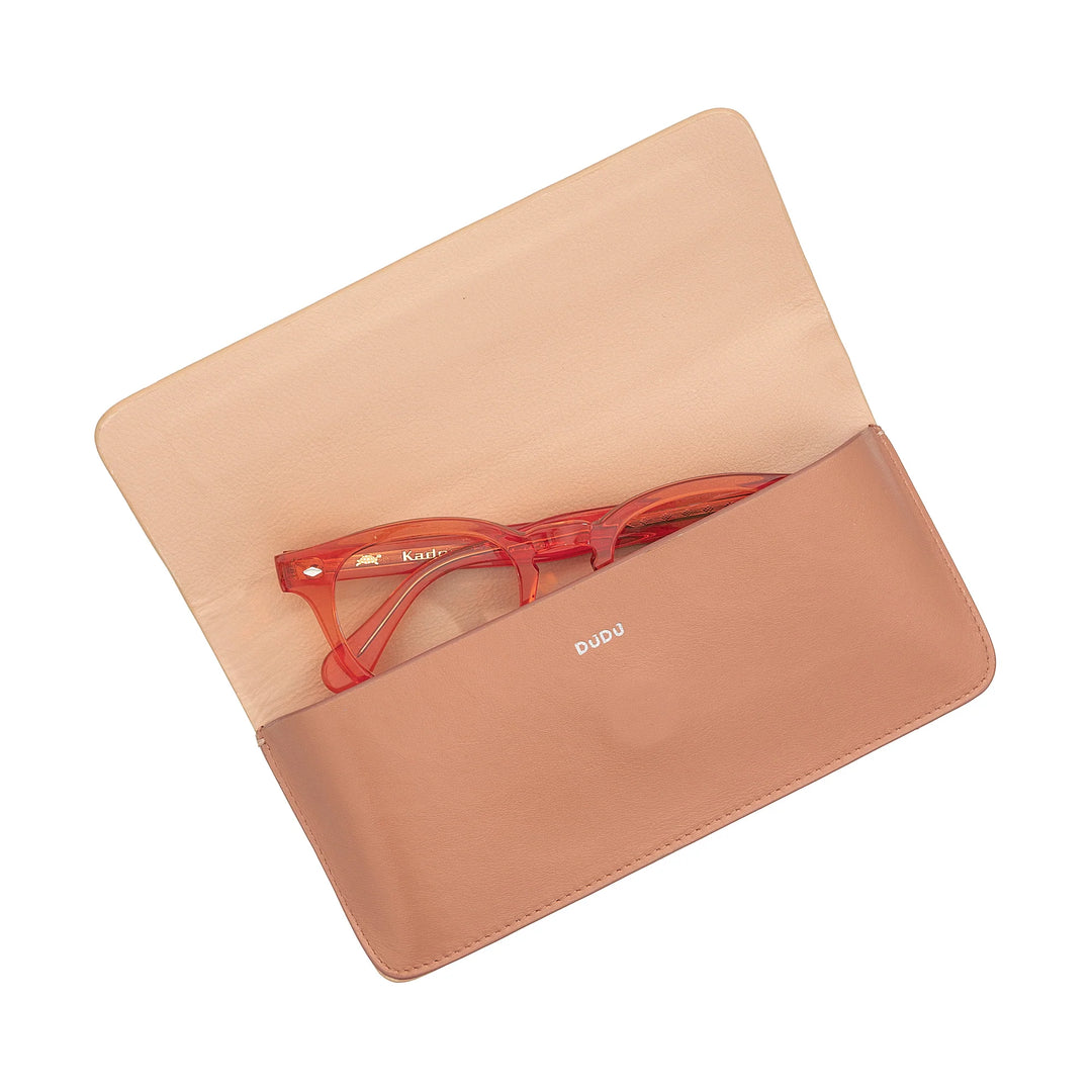 DUDU Eyeglasses and Sunglasses Case in Soft Genuine Leather with Magnetic Closure, Colorful Glasses Case